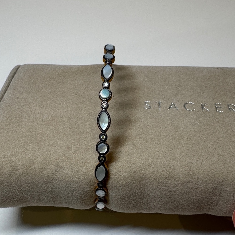 Freida Rothman Elegant Black, Gold and Pearl Bracelet
